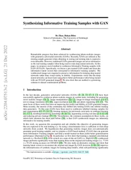Synthesizing Informative Training Samples with GAN