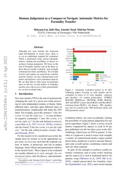 Human Judgement as a Compass to Navigate Automatic Metrics for Formality
  Transfer