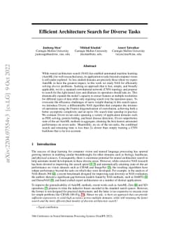 Efficient Architecture Search for Diverse Tasks