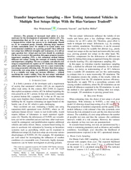 Transfer Importance Sampling -- How Testing Automated Vehicles in
  Multiple Test Setups Helps With the Bias-Variance Tradeoff