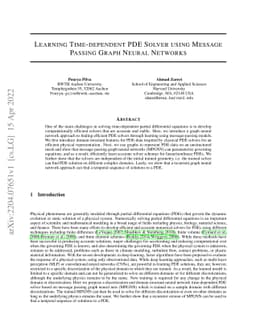 Learning time-dependent PDE solver using Message Passing Graph Neural
  Networks