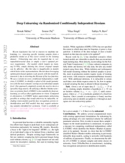 Deep Unlearning via Randomized Conditionally Independent Hessians