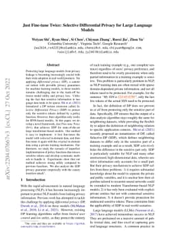 Just Fine-tune Twice: Selective Differential Privacy for Large Language
  Models