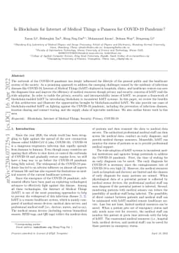 Is Blockchain for Internet of Medical Things a Panacea for COVID-19
  Pandemic?