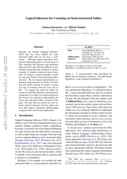 Logical Inference for Counting on Semi-structured Tables