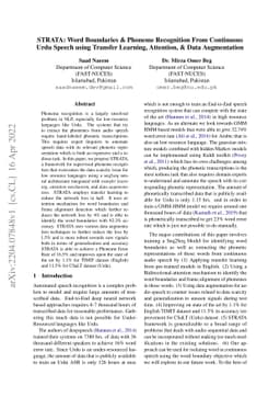 STRATA: Word Boundaries & Phoneme Recognition From Continuous Urdu
  Speech using Transfer Learning, Attention, & Data Augmentation