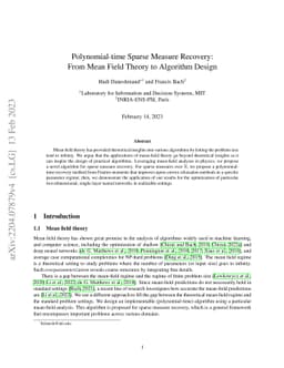 Polynomial-time Sparse Measure Recovery: From Mean Field Theory to
  Algorithm Design