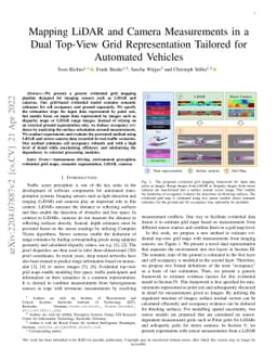 Mapping LiDAR and Camera Measurements in a Dual Top-View Grid
  Representation Tailored for Automated Vehicles