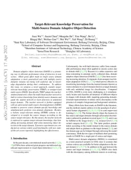Target-Relevant Knowledge Preservation for Multi-Source Domain Adaptive
  Object Detection