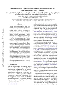 Detect Rumors in Microblog Posts for Low-Resource Domains via
  Adversarial Contrastive Learning