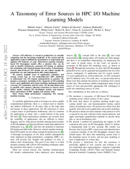 A Taxonomy of Error Sources in HPC I/O Machine Learning Models