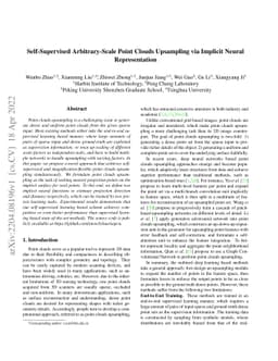 Self-Supervised Arbitrary-Scale Point Clouds Upsampling via Implicit
  Neural Representation