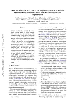 UTNLP at SemEval-2022 Task 6: A Comparative Analysis of Sarcasm
  Detection Using Generative-based and Mutation-based Data Augmentation