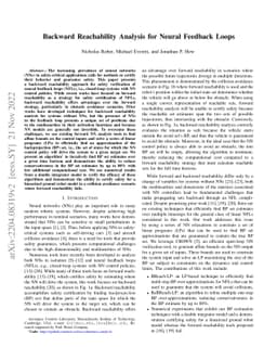 Backward Reachability Analysis for Neural Feedback Loops