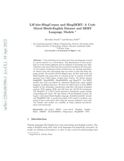 L3Cube-HingCorpus and HingBERT: A Code Mixed Hindi-English Dataset and
  BERT Language Models