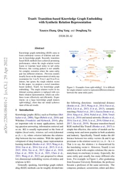 TranS: Transition-based Knowledge Graph Embedding with Synthetic
  Relation Representation