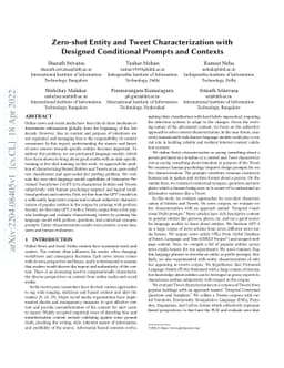 Zero-shot Entity and Tweet Characterization with Designed Conditional
  Prompts and Contexts