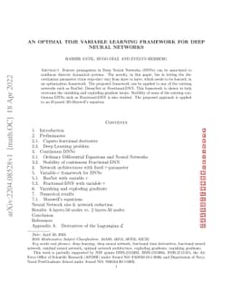 An Optimal Time Variable Learning Framework for Deep Neural Networks