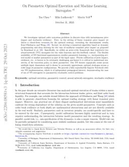On Parametric Optimal Execution and Machine Learning Surrogates