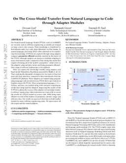 On The Cross-Modal Transfer from Natural Language to Code through
  Adapter Modules