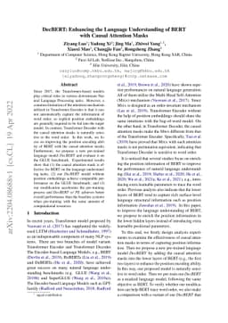 DecBERT: Enhancing the Language Understanding of BERT with Causal
  Attention Masks