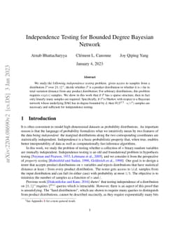 Independence Testing for Bounded Degree Bayesian Network
