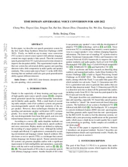 Time Domain Adversarial Voice Conversion for ADD 2022