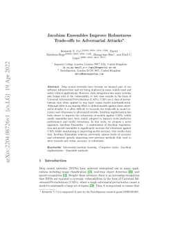 Jacobian Ensembles Improve Robustness Trade-offs to Adversarial Attacks