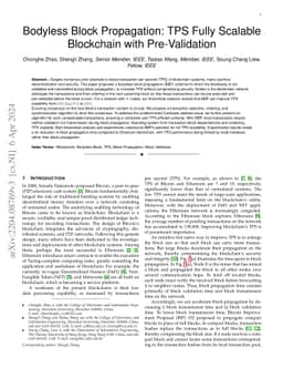 Bodyless Block Propagation: TPS Fully Scalable Blockchain with
  Pre-Validation