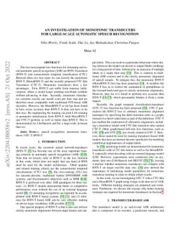 An Investigation of Monotonic Transducers for Large-Scale Automatic
  Speech Recognition