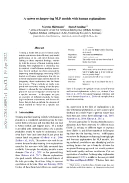 A survey on improving NLP models with human explanations