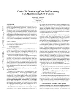 CodexDB: Generating Code for Processing SQL Queries using GPT-3 Codex