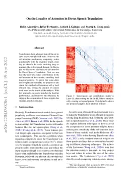 On the Locality of Attention in Direct Speech Translation