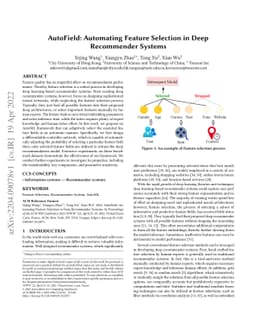 AutoField: Automating Feature Selection in Deep Recommender Systems