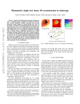 Photometric single-view dense 3D reconstruction in endoscopy