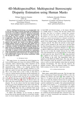 4D-MultispectralNet: Multispectral Stereoscopic Disparity Estimation
  using Human Masks