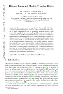 Diverse Imagenet Models Transfer Better