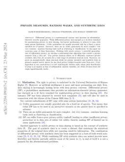 Private measures, random walks, and synthetic data