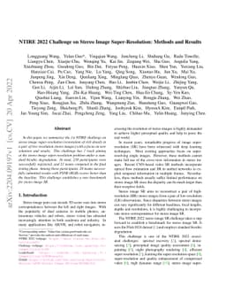 NTIRE 2022 Challenge on Stereo Image Super-Resolution: Methods and
  Results