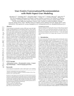 User-Centric Conversational Recommendation with Multi-Aspect User
  Modeling