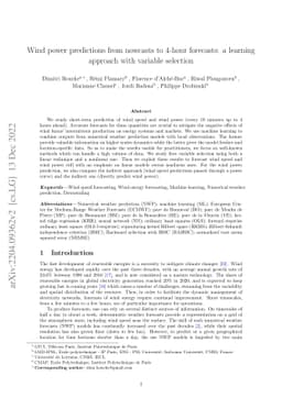 Wind power predictions from nowcasts to 4-hour forecasts: a learning
  approach with variable selection