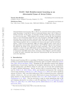 SAAC: Safe Reinforcement Learning as an Adversarial Game of
  Actor-Critics