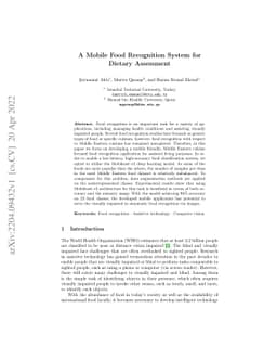 A Mobile Food Recognition System for Dietary Assessment