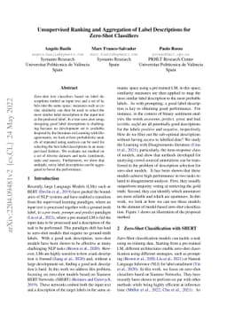 Unsupervised Ranking and Aggregation of Label Descriptions for Zero-Shot
  Classifiers