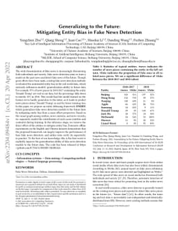 Generalizing to the Future: Mitigating Entity Bias in Fake News
  Detection