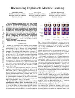 Backdooring Explainable Machine Learning