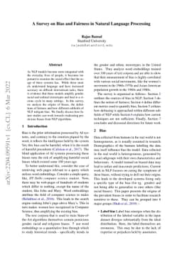 A Survey on Bias and Fairness in Natural Language Processing