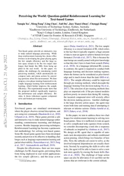 Perceiving the World: Question-guided Reinforcement Learning for
  Text-based Games