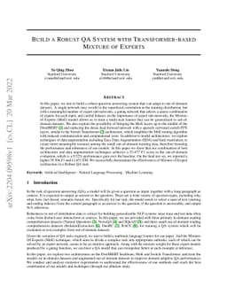 Build a Robust QA System with Transformer-based Mixture of Experts