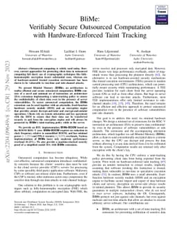 BliMe: Verifiably Secure Outsourced Computation with Hardware-Enforced
  Taint Tracking